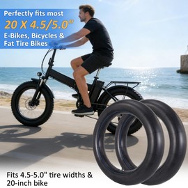 (2-Pack) 20 Inch Heavy Duty Fat Bike Inner Tubes 20x4.5/5.0 - Premium Thick Butyl Rubber Tubes with 32mm Schrader Valve - Compatible with E-Bikes, Bicycles & Fat Tire Bikes (20 x 4.5/20 x 5.0)