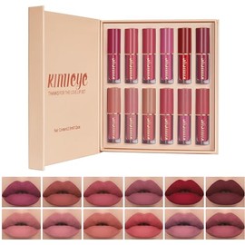 Kit De 12 Labiales Líquidos Mate, Tinte Labial De Larga Duración, Resistente Al Agua, Estuche Antiadherente, Secado Rápido, Acabado Aterciopelado...  