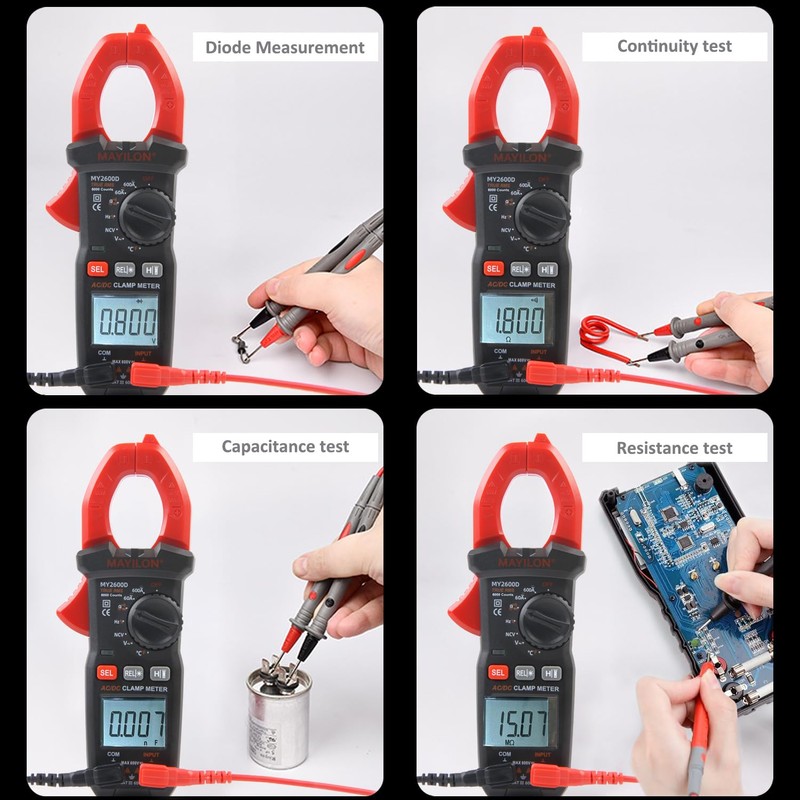Digital Clamp Meter, Multimeter 6000Counts Volt Meter Auto-ranging Measures AC/DC