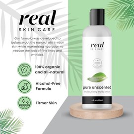 Real Skin Care- Loción corporal orgánica | Reafirma e hidrata la piel seca | Reduce las líneas finas y las arrugas | Natural Bod