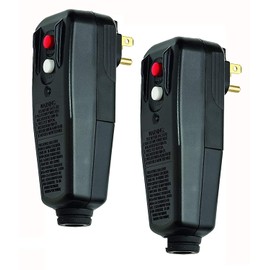 Tower Manufacturing 30434009 Auto-Reset 15 AMP Right Angle GFCI Plug, Black - [2 Pack]
