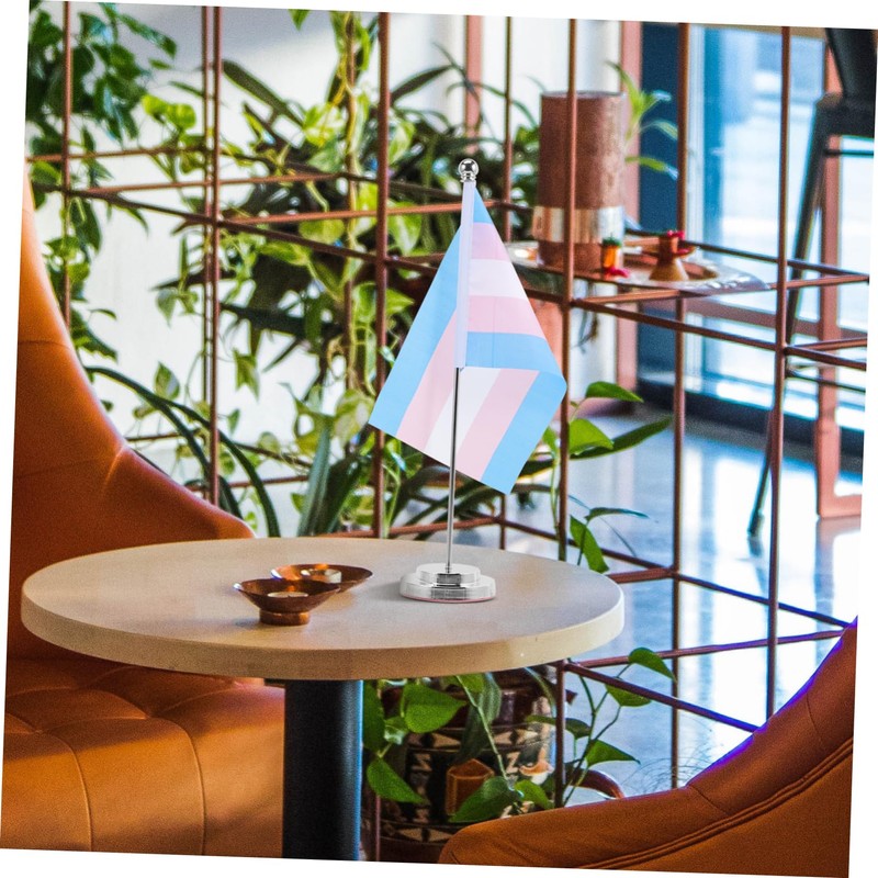 TEHAUX 1set Rainbow Table Flag Pride Decorations Desk Flag Rods