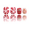 JUSTUNX 24 Pieces Red Christmas False Nails Snowflake False Nails