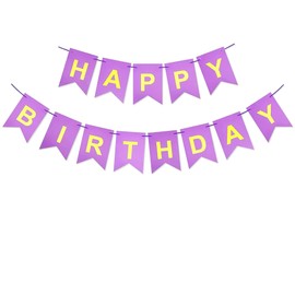TOYVENTURES Purple Happy Birthday Bunting Banner,Swallowtail Flag Happy Birthday Sign, Letters Banner for Party Supplies and Birthday Decorations