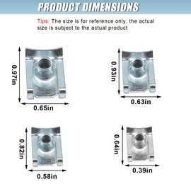 80PCS 4 Sizes Auto Car U-Clip Kit, M4 M5 M6 M8 U Nut Clips for Car Dash Door Panel, U Type Shape Nut Motorcycle Car Interior Trim Fastener Clips, Auto Body Thread Clip Nuts Set with Storage Box