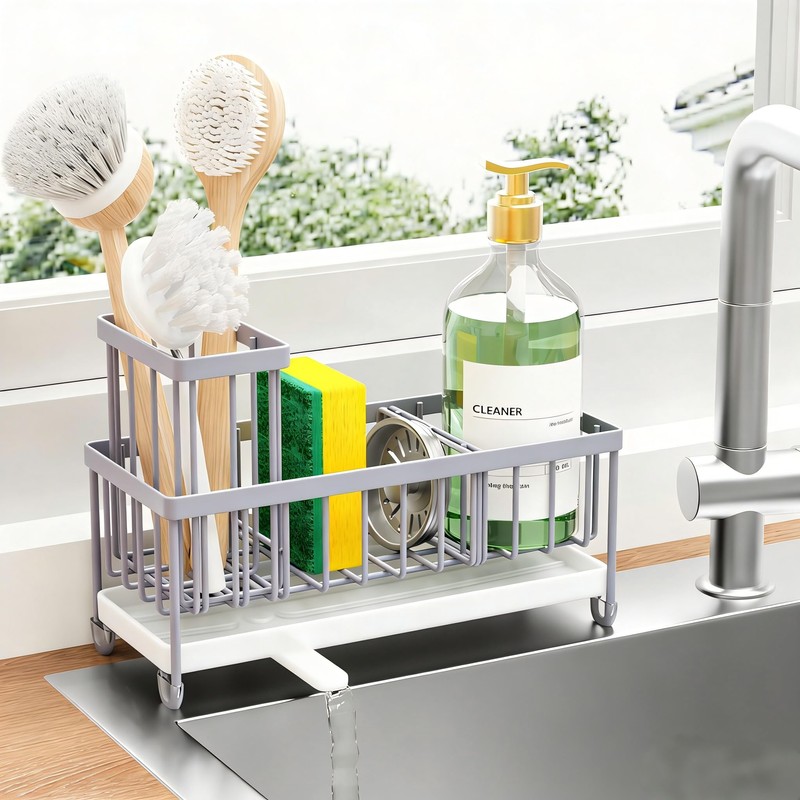 Cisily Sponge Holder for Kitchen Sink, Sink Caddy Organizer with