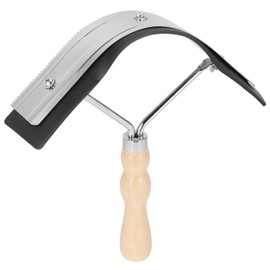 Horse Sweat Scraper, Wood Stainless Steel + Rubber Horse Grooming Tool, Anti‑Skid Grip 2In 1 Combing And Scraping Ergonomic for Horses Donkeys Cattle Fram
