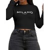 LovelyWholesale Long Sleeve Crop Tops for Women Graphic Fitted Top