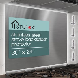 STUTOV 30" x 23.4"Stainless Steel Stove Backsplash Splatter Protecter， Range Hood Backsplash Wall Guard，Four Pre Drilled Holes, Easy Installation