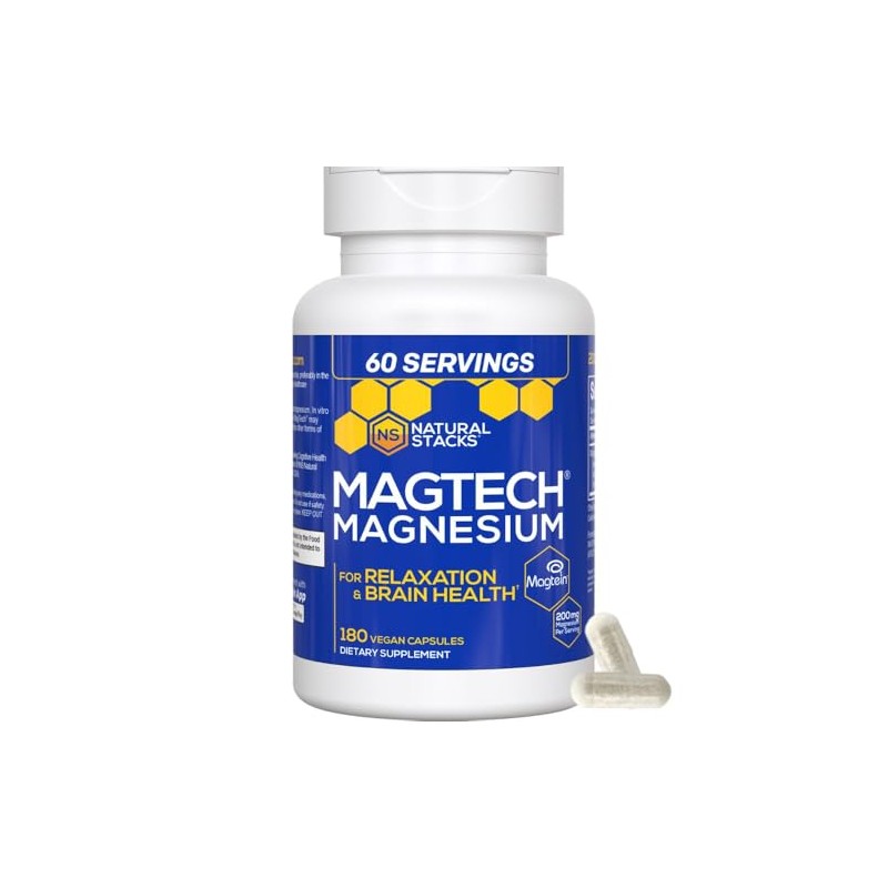 NATURAL STACKS- “MagTech Suplemento de Magnesio Complejo de Magnesio Quelado
