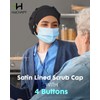 Satin Lined Bouffant Scrub Nurse Cap with 4 Buttons and
