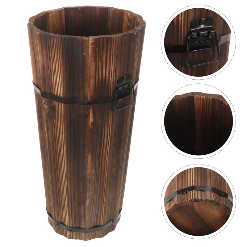 ABOOFAN Wooden Umbrella Stand for Entryway Rustic Umbrella Holder Freestanding