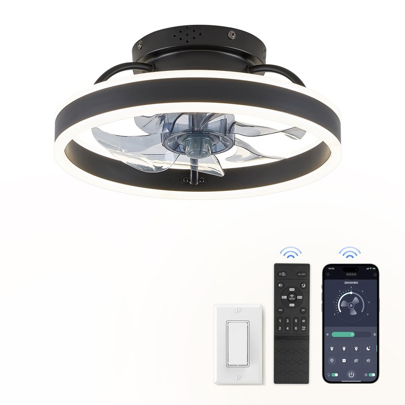 ZMISHIBO Low Profile Ceiling Fans with Lights and Remote, Modern