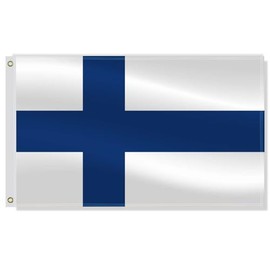 3×5 FT Finland Flag,Large Finns National Decor,Double Side Digital Printed 75D Polyester Banner With Canvas Header Brass Grommet