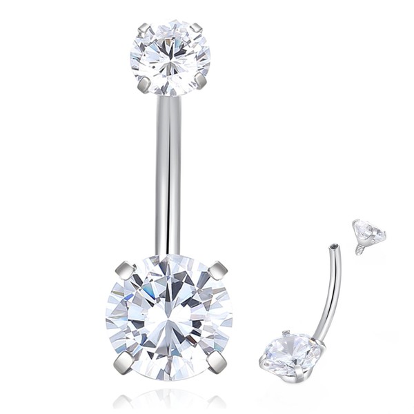 Popuhoops G23 Titanium Belly Button Ring Prong Set CZ Cubic