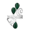 AeraVida Classic Floral Vine Ornate Teardrop Green Malachite Sterling Silver