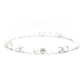 Echtes Howlith Edelstein Armband mit 4mm Perlen - verschiedene Längen - Heilstein Schutzstein Talisman Glücksbringer Geschenk (Howlith, 20CM)