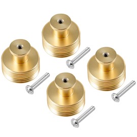 TRIXES 4PK Matte Gold Drawer Knobs - Decorative Cabinet Drawers Bureau Wardrobe Handles Hardware - Perfect for DIY Projects, Kitchen Bathroom Bedroom Study Office Upcycling Accessories