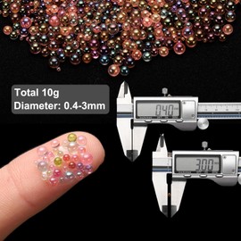 CoCud Iridescent Glass Tiny Bubble Beads, 0.4-3mm 10g No Hole Micro Mini Round Brown Water Droplets Beads - Applications: for Resin Filler, Nail Art, Dollhouse Bath Tub)