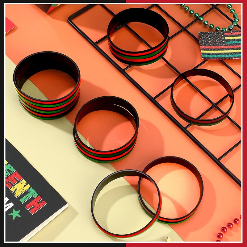 Sratte 60 Pcs Black History Month Bracelets Bulk Juneteenth Rubber