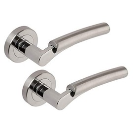 Excel Architectural XL3845 Ultra Passage Door Handles on Round Rose, Satin/Polished Chrome