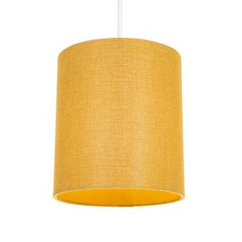 Contemporary and Sleek Ochre Mustard Linen Fabric Small Cylindrical Lamp Shade 60w Maximum | 16cm x 18cm | for Table Lamp, Wall or Pendant | Inner Cotton Lining by Happy Homewares