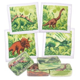 MIK funshopping Set of Magic Washcloths, Magic Cloth, Magic Towel, Party Bag, Children's Gift Tombola (Set of 4 Dinosaurs)