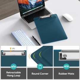 Juvealoe A4 Plastic Clipboard, 8.5 x 11 Teal Colored Clip Boards with Low Profile Clip, Letter Size for Classroom, Teacher, Students, School & Office Supplies