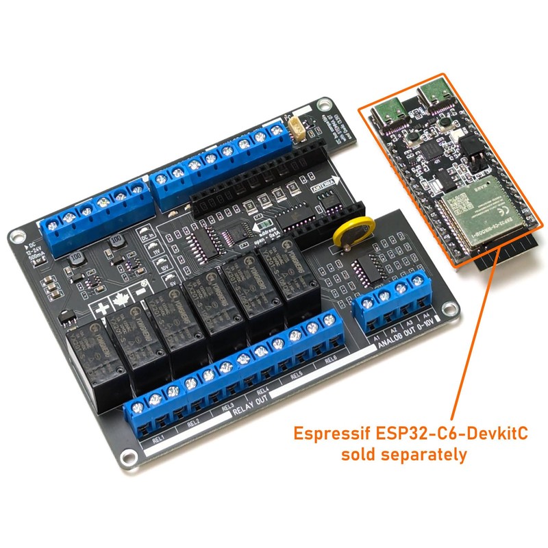 CANADUINO® ESP32 PLC-100 for Espressif ESP32-C6-DevKitC, Compatible with Arduino -
