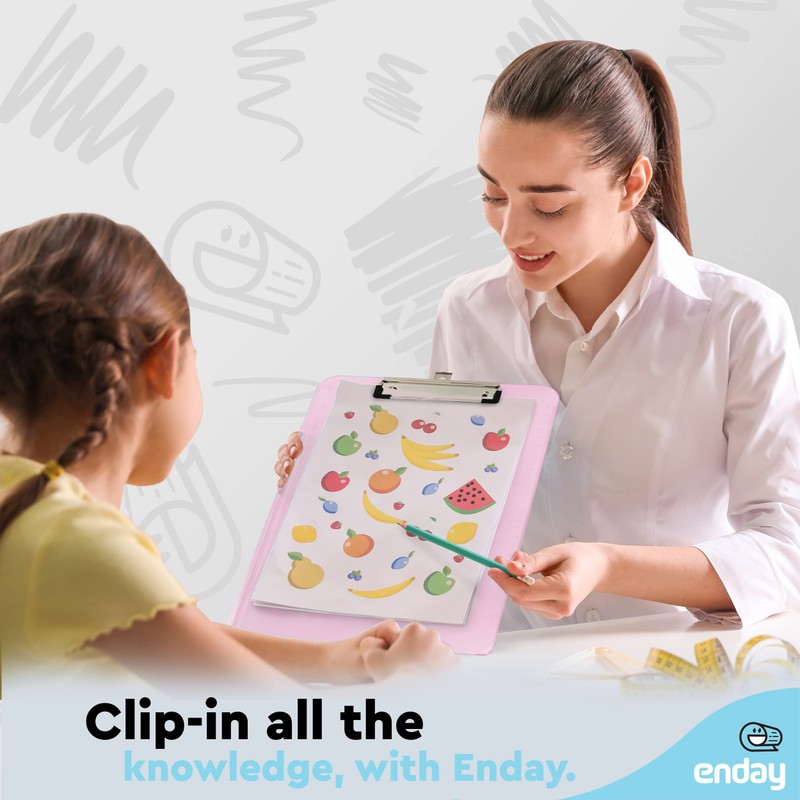 Plastic Clipboard Standard Size Pink, Translucent Low Profile Clip Board,