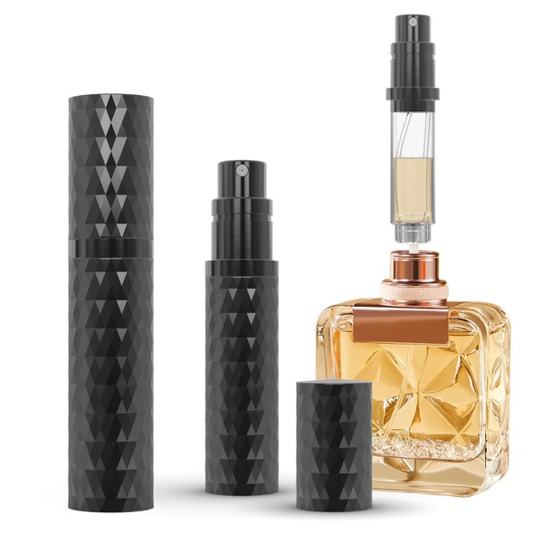 Perfume Travel Refillable Bottle, 5ML Diamond pattern aluminum Shell Bottom-Filling