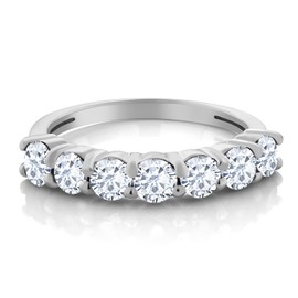 Gem Stone King 925 Sterling Silver Round White Moissanite Wedding Engagement Anniversary Promise Band Ring For Women (1.12 Cttw, Available In Size 5, 6, 7, 8, 9), Sterling Silver, Gemstone, Moissanite