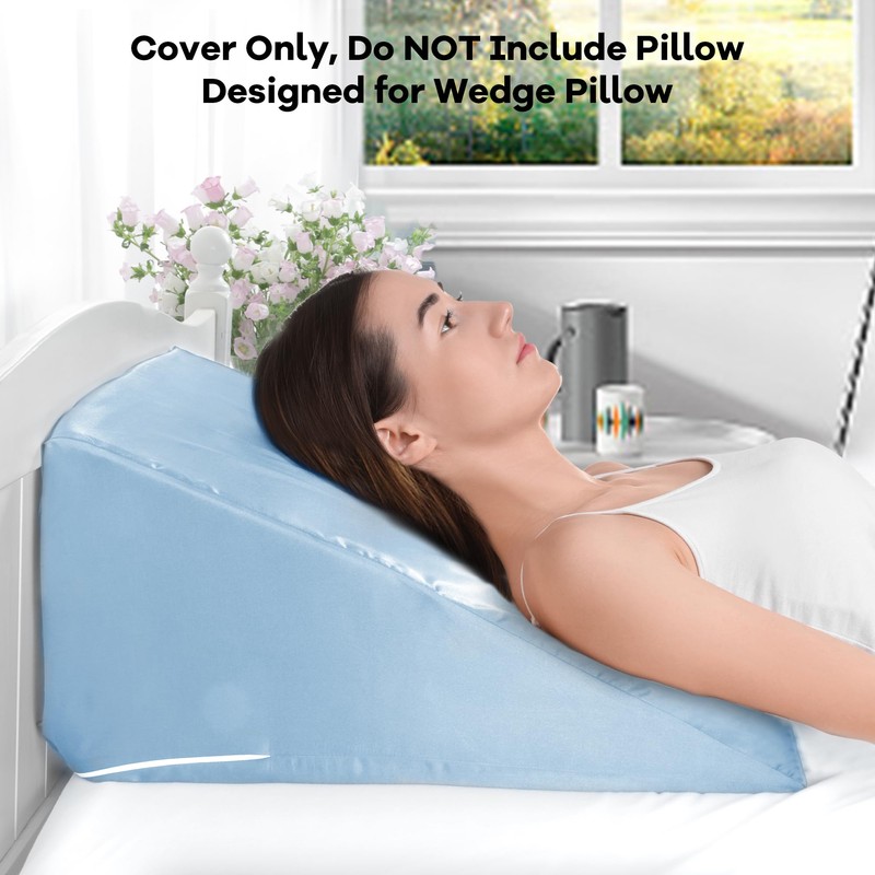 HOMBYS Satin Bed Wedge Pillow Cover Silky & Smooth Wedge