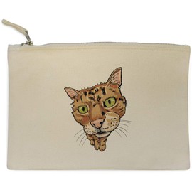 'Ginger Tabby Cat with Green Eyes' Canvas Clutch Bag/Accessory Case (CL00044546)