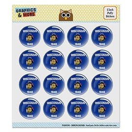 Wisconsin State Flag Puffy Bubble Dome Scrapbooking Crafting Sticker Set