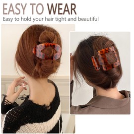 TOBATOBA 8Pcs Flat Hair Clips for Women - Large Leopard Flat Claw Clips 2 Styles Strong Hold Lay Down Claw Clips for Women Thick & Thin Hair Styling Accessories