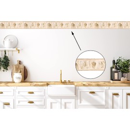 CONCORD WALLCOVERINGS Classic Sea Sand Style Beige Seashells Wallpaper Border, Great Wall Décor for Bathroom, Bedroom, Guestroom Cottage or Summer House, Size 7 Inches by 15 Feet KB75519