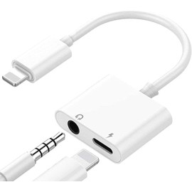 FazeeXone 2 in 1 Headphone Jack & Charging Adapter for Earphones, Headphones & Audio Aux Adapter Compatible with iOS Phones 14 13 12 11 Pro Max XS XR X 8 7 6. (2in1 Headphone Adapter 1 Pack)