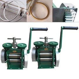 LIAPDG 83MM Advanced Carbon Steel Roller Jewelry Rolling Mill, Green Manual DIV Wire Flat Tools Equipments Combination Metal Rolling Mill for Jewelry Smooth Press Machine with Flake & Round Wire