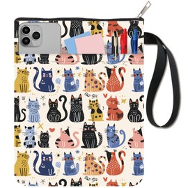 craspire Book Covers with Cat Motif, Animal Book Protection, Book Cover for Paperbooks, Washable Book Cover Made of Fabric, with Zip and Additional Case Pocket for Book Lovers, Gifts