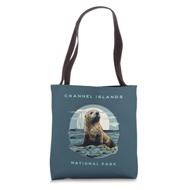 Channel Islands National Park Vintage Coastal Sea Otter Tote Bag