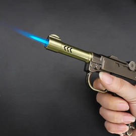 Encendedor Pistola Recargable de Gas Butano Flama de Soplete Anti Viento Ajustable