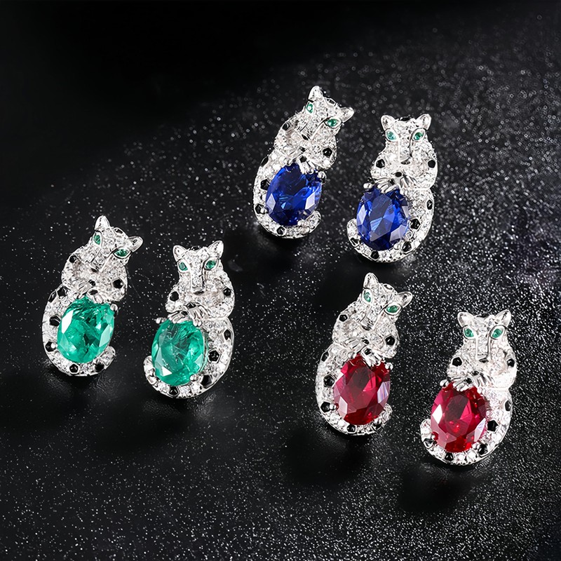 ER1-4-0002(RED) 925 Created Ruby Earrings