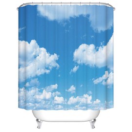 BOYOUTH Blue Sky and White Cloud Pattern Digital Print Shower Curtains for Bathroom Decor,Polyester Waterproof Fabric Bath Curtain with 12 Hooks,70x78 Inches,Multicolor