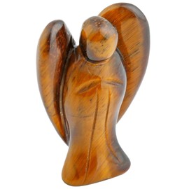 Nupuyai Angel Gemstone Guardian Angel Figurine Crystal Pocket Angel Healing Stone Talisman Lucky Charm Angel Statue Fengshui Decoration (Tiger's Eye)