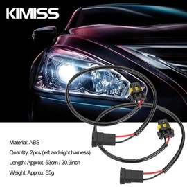 KIMISS 2 pieces 53 cm / 20.9 inch socket 9006 HB4 9012 9006XS male headlight fog light conversion adapter plug cable sockets