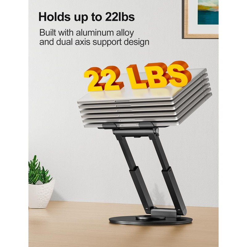 tounee Telescopic Laptop Stand for Desk with 360° Swivel Base,