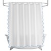 TheBlackSpot Small Stall White Boho Shower Curtain with Scalloped Border