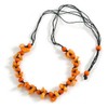 Avalaya Orange Shell and Wood Beads with Black Cotton Cord