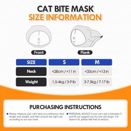 MeiAOBest Cat Muzzle,Breathable Mesh Pet Muzzles with Transparent Mask, Cat Mouth Guard Grooming Muzzle for Prevent Biting Chewing_S